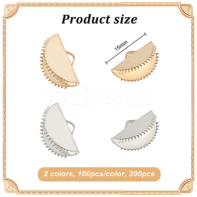 200Pcs 2 Colors Iron Ribbon Ends IFIN-OC0001-06-1
