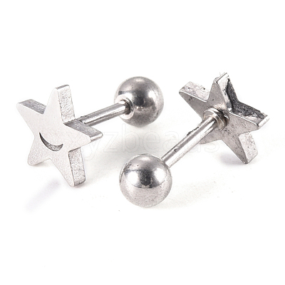 Tarnish Resistant 201 Stainless Steel Barbell Cartilage Earrings EJEW-R147-01-1