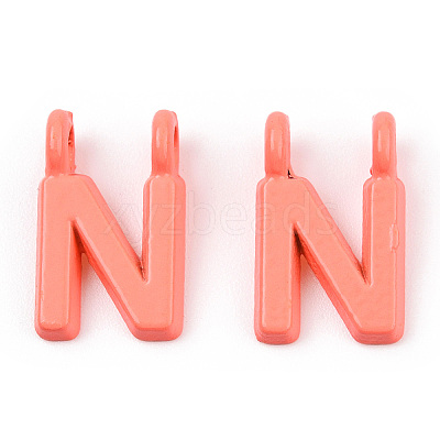 Rack Plating Spray Painted Alloy 2-Loop Link Pendants PALLOY-N176-01N-1
