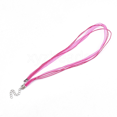 Waxed Cord and Organza Ribbon Necklace Making NCOR-T002-146-1