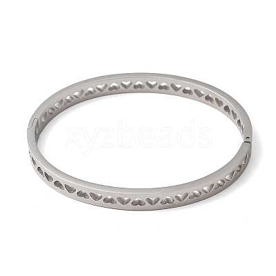 Hollow 304 Stainless Steel Hinged Bangles for Women BJEW-H644-06P-1