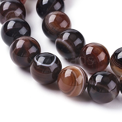Natural Striped Agate/Banded Agate Beads Strands G-G582-10mm-45-1