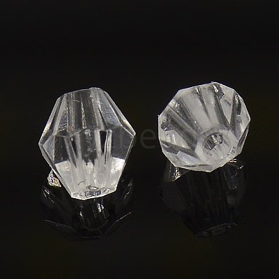 Faceted Bicone Transparent Acrylic Beads DBB6mm01-1