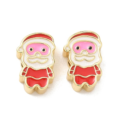 Christmas Brass Enamel Beads KK-I474-G19-1