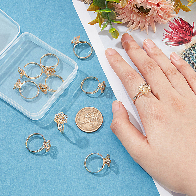 10Pcs Adjustable Brass Filigree Ring Settings KK-NB0003-03-1