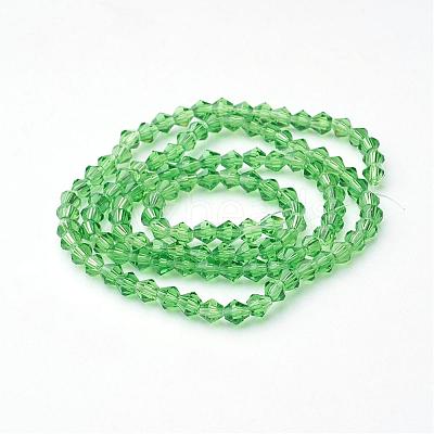 Lime Green Glass Bicone Beads Strands X-GLAA-S026-01-1