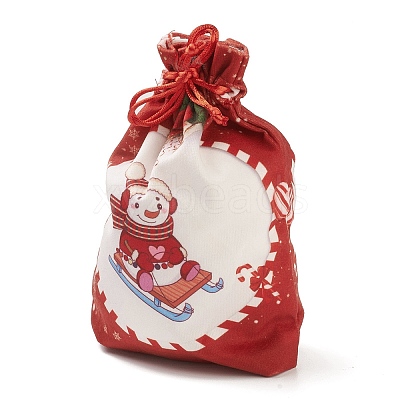 Christmas Theme Rectangle Cloth Bags with Jute Cord LS-ABAG-P008-01A-1