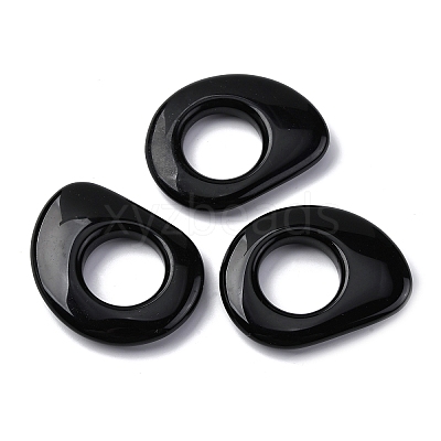 Natural Black Obsidian Linking Rings G-U024-01-1
