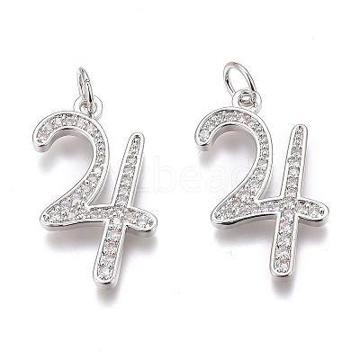 Brass Micro Pave Clear Cubic Zirconia Pendants ZIRC-O035-08P-1
