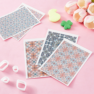5Pcs 5 Styles Flower Pattern Ceramics Clay Water Transfer Paper AJEW-HY0002-17C-1
