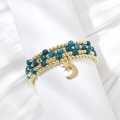 4Pcs 4 Styles Adjustable Natural Apatite & Synthetic Hematite Bead Bracelets BJEW-JB14151-03-1