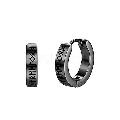 Roman Number Pattern 304 Stainless Steel Hoop Earrings FS-WGFD118-04-1