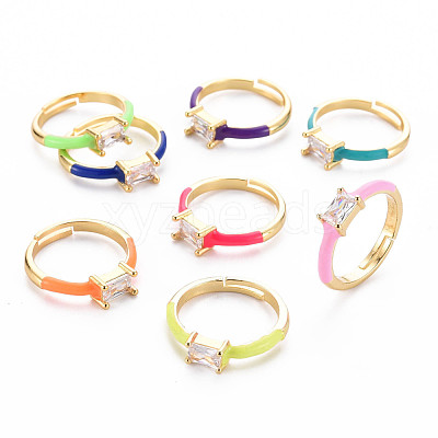 Brass Enamel Cuff Rings RJEW-T016-23-NF-1