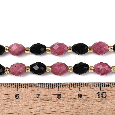 Natural Obsidian & Rhodonite Beads Strands G-N358-04A-04-1