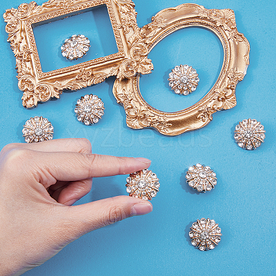 8Pcs 1-Hole Alloy Rhinestone Shank Buttons FIND-FH0008-86KCG-1