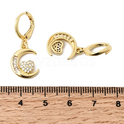 Moon Brass Micro Pave Clear Cubic Zirconia Hoop Earrings EJEW-Z162-01G-1