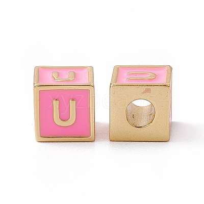 Rack Plating Brass Enamel Beads KK-B060-04G-05U-1