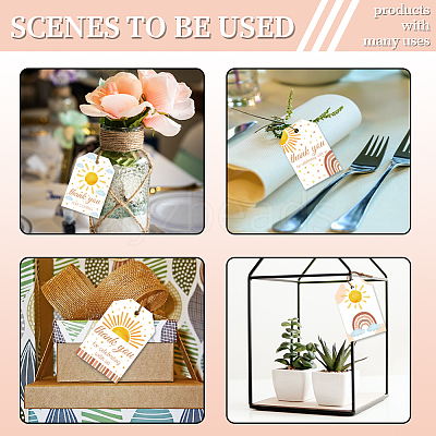 120Pcs 4 Styles Sunflower Paper Thank You Gift Tags CDIS-WH0038-04-1