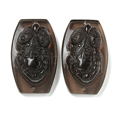 Natural Ice Obsidian Carved Connector Charms G-Q191-01A-1