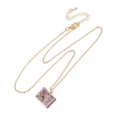 Brass Enamel Book Pendant Necklaces for Women KK-CBAF5B9-01G-09-1