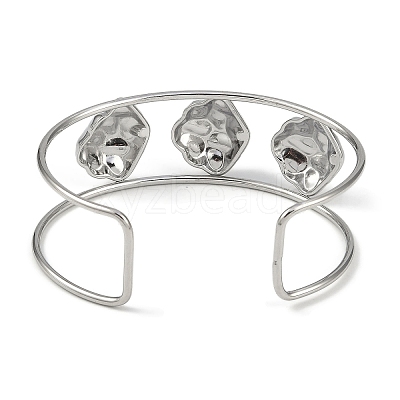 Non-Tarnish 304 Stainless Steel Wide Textured Open Cuff Bangles BJEW-Q348-05P-12-1