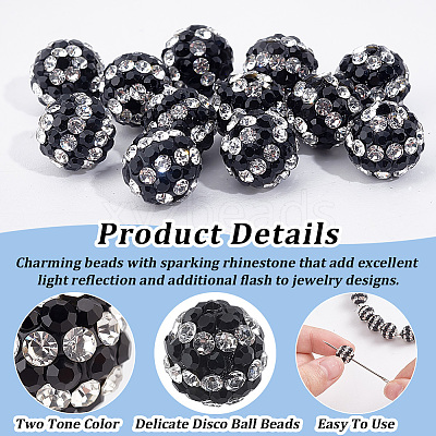 50Pcs Polymer Clay Rhinestone Beads PORC-OC0001-13A-1