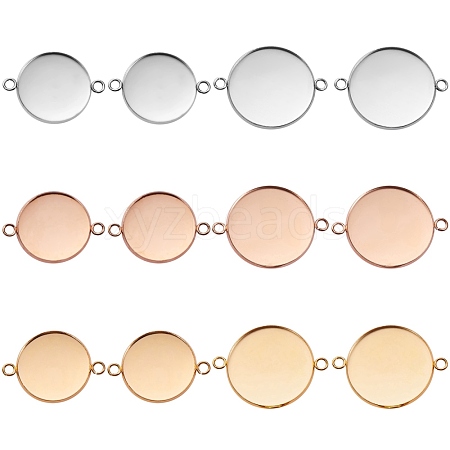 12Pcs 6 Style 304 Stainless Steel Cabochon Connector Settings STAS-SZ0001-42-1