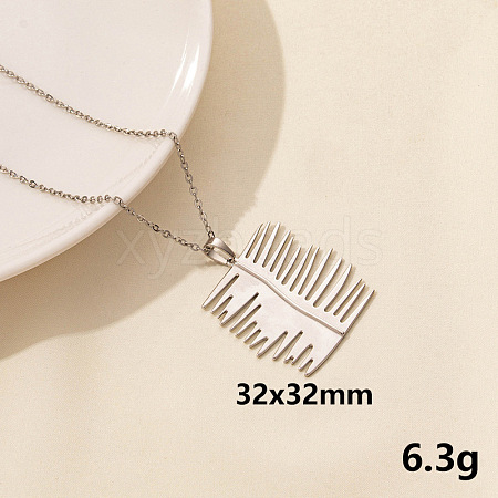 Stainless Steel Leaf Pendant Necklaces QM4235-9-1