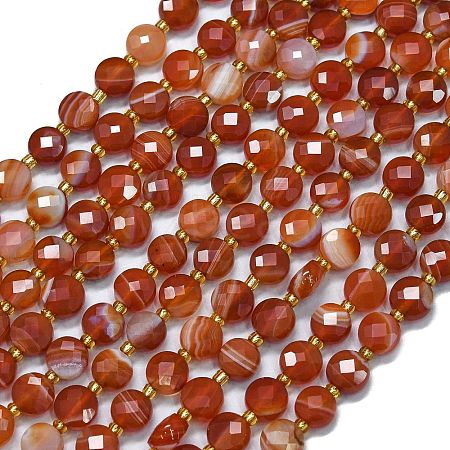 Natural Red Banded Agate Beads Strands G-K389-B16-01-1