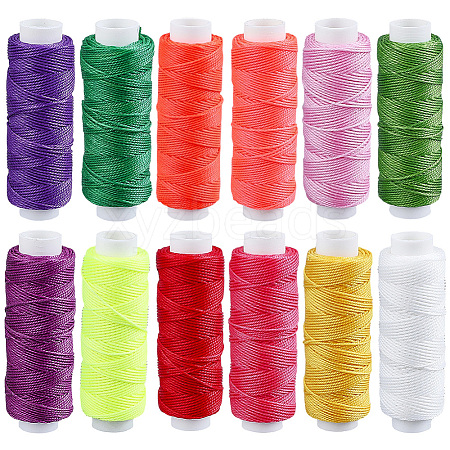 12 Rolls 12 Colors Round Waxed Polyester Twisted Cord YC-CL0001-03A-1