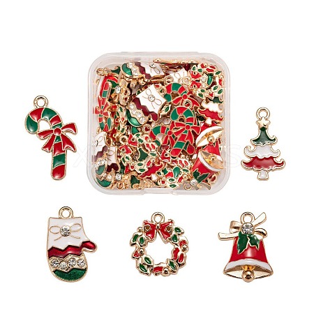 50Pcs 5 Style Christmas Theme Alloy Enamel Pendants ENAM-LS0001-49-RS-1