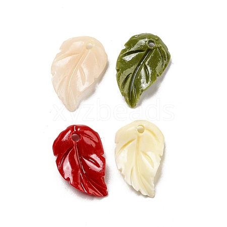 Synthetic Coral Dyed Leaf Charms CORA-Q034-02-1