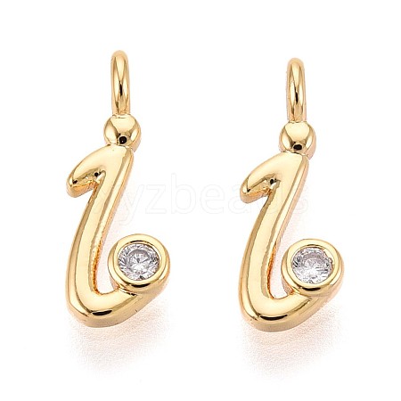 Brass Micro Pave Cubic Zirconia Charms KK-N263-97G-I-1