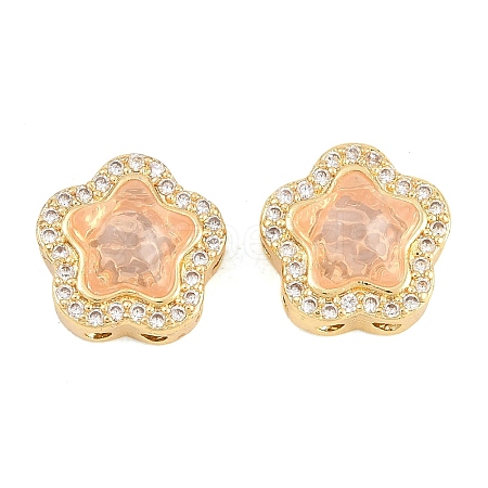 Brass Clear Cubic Zirconia Beads KK-B186-01G-01-1