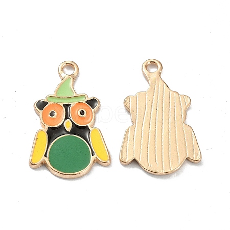 Light Gold Tone Alloy Enamel Pendants ENAM-P247-18KCG-1