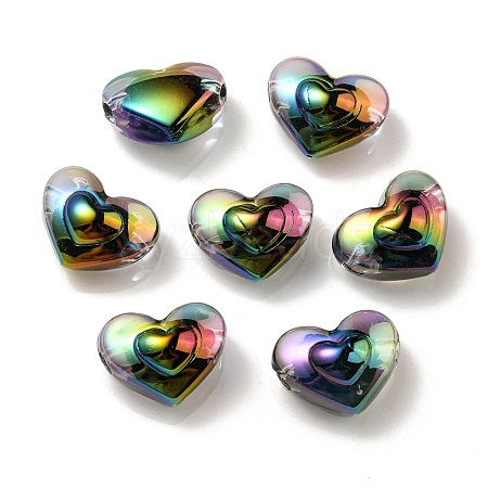 UV Plating Rainbow Iridescent Transparent Acrylic Beads OACR-C007-04F-1