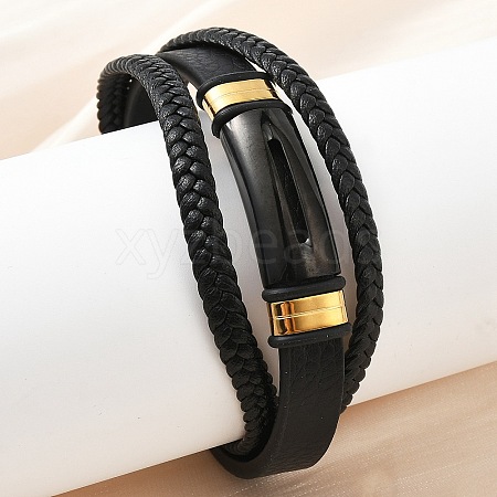 Braided Microfiber Leather Cord Multi-strand Bracelets BJEW-C153-01B-1