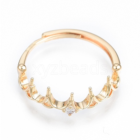 Brass Micro Clear Cubic Zirconia Adjustable Ring Settings LS-KK-T062-238G-1