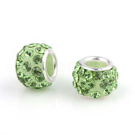 Polymer Clay Rhinestone European Beads CPDL-S007-06-1