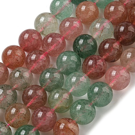 Natural Red and Green Strawberry Quartz Beads Strands G-B099-C03-06-1