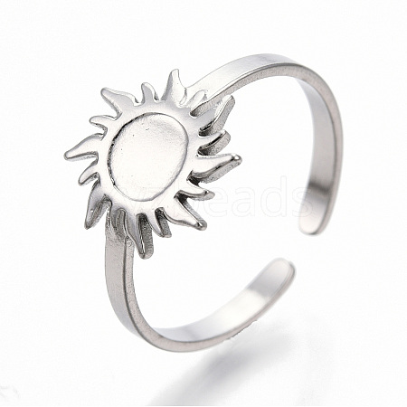 Non-Tarnish 304 Stainless Steel Sun Cuff Rings LS-RJEW-N038-116P-1