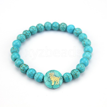 Minimalist European Style Constellation Synthetic Turquoise Beaded Stretch Bracelets for Women XC6059-5-1