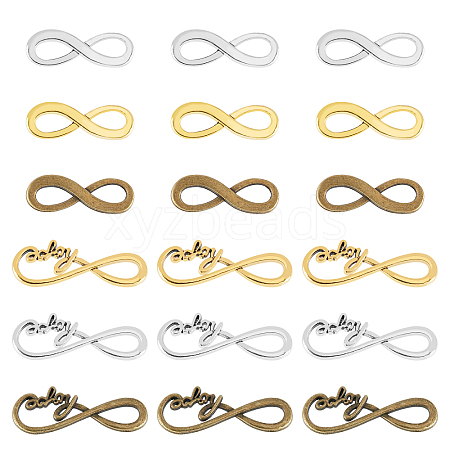 SUPERFINDINGS 120Pcs 6 Styles Tibetan Style Alloy Infinity with Hope Connector Charms TIBE-FH0001-20-1