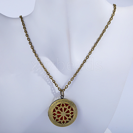 Iron Flower Aromatherapy Diffuser Locket Pendant Necklaces with Colorful Aromatherapy Slices Inside KT6183-1