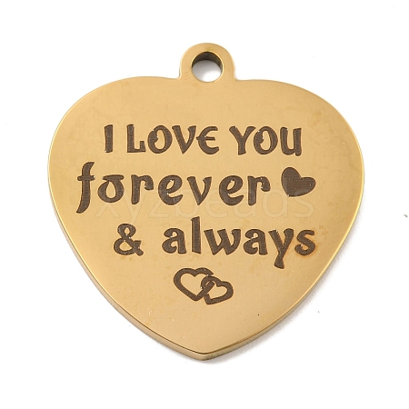 Valentine's Day PVD Vacuum Plating 201 Stainless Steel Pendants STAS-L079-24G-01-1