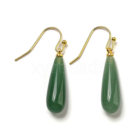 Ion Plating(IP) Natural Green Aventurine Dangle Earring EJEW-C084-01G-02-1