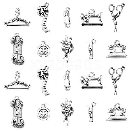 100pcs 10 Style Tibetan Style Pendants TIBEP-CJ0001-30-1