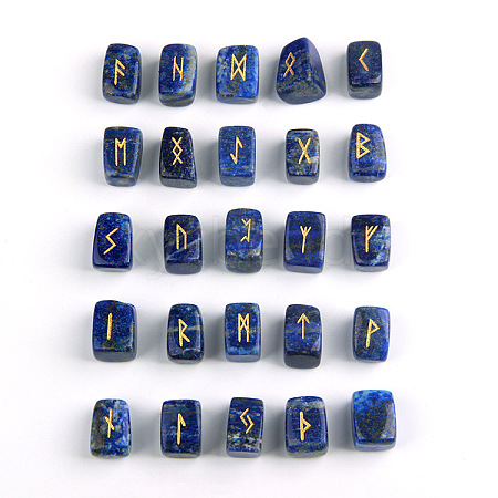 Viking Runes Engraved Tumbled Natural Lapis Lazuli Rune Stones PW-WG56DA1-10-1