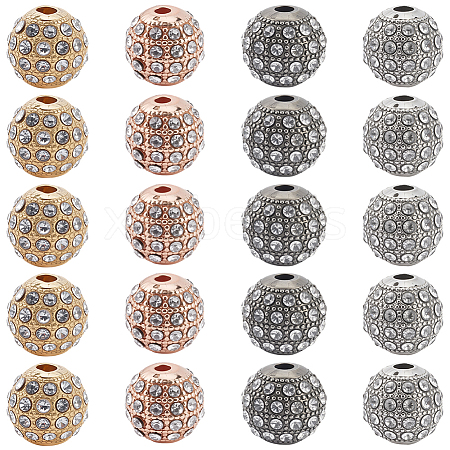 20Pcs 4 Colors Alloy Rhinestone Beads FIND-PA0001-20-1
