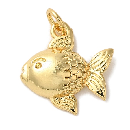 Fish Rack Plating Brass Pendants KK-U027-35G-1